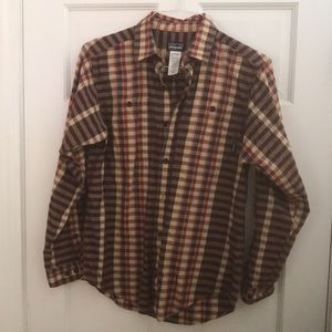 Patagonia, button down shirt, long sleeve, plaid, XS men,  S woman